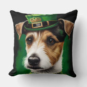 ジャック・ラッセル・ドッグ・イン・セント・パトリックのデイドレス クッション (正面)