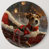 ジャック・ラッセル・ドッグ クリスマス 缶バッジ (正面)