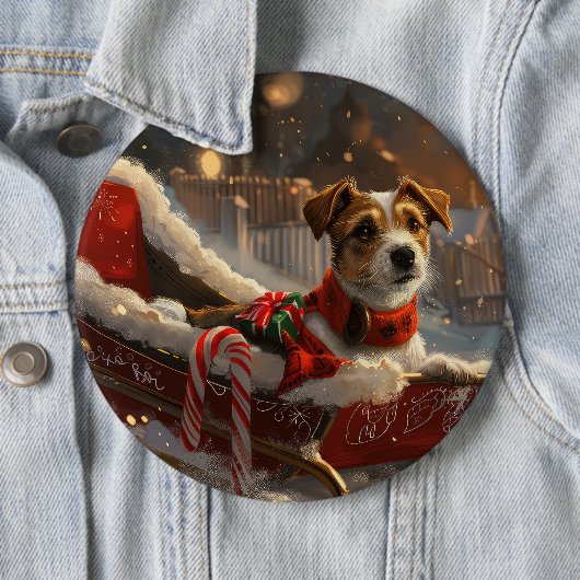 ジャック・ラッセル・ドッグ クリスマス 缶バッジ (インサイチュ)