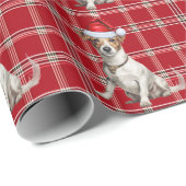 ジャック・ラッセル・ドッグ&ホリデー・プレイド・クリスマス ラッピングペーパー (ロールコーナー)