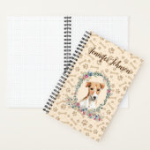 ジャック・ラッセル・ドッグ・ポー・プリント&フローラカワイト ノートブック (内側)