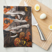 ジャック・ラッセル・ハロウィン不気味 キッチンタオル (四つ折り)