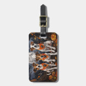 ジャック・ラッセル・ハロウィン不気味 ラゲッジタグ (正面縦)