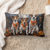 ジャック・ラッセル・ハロウィン不気味 ランバークッション (ブランケット)