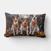 ジャック・ラッセル・ハロウィン不気味 ランバークッション (正面)