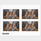 ジャック・ラッセル・ハロウィン不気味 長方形シール (シート)