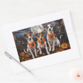 ジャック・ラッセル・ハロウィン不気味 長方形シール (封筒)