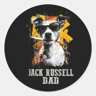 ジャック・ラッセル・パパ 犬 おもしろ オーナー 父の日 ラウンドシール