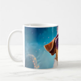 ジャック・ラッセル、ピンクのメガネとピンクの帽子 コーヒーマグカップ