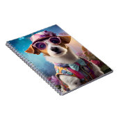 ジャック・ラッセル、ピンクのメガネとピンクの帽子 ノートブック (右側)