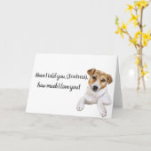 ジャック・ラッセル、私はあなたを愛し、あいさつ カード (黄色い花)