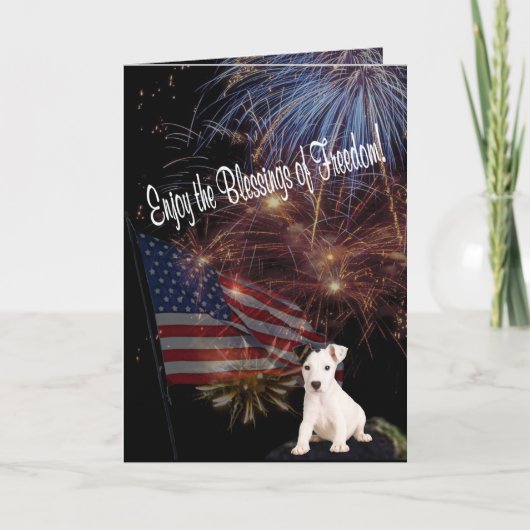 ジャック・ラッセ楽しむル – 自由の恵み カード (正面)