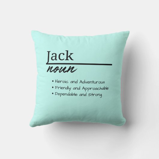 ジャック、男のパーソナライズされた子の名前定義 クッション (裏面)