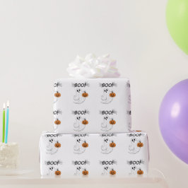 ジャック・o・ランタンと白い幽霊・ブー・ハロウィーン ラッピングペーパー