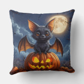 ジャック・o・ランタンに覆われた愛らしいマンガこうもり クッション (裏面)