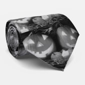 ジャック・O・ランタンネクタイのブラック/ホワイト写真 ネクタイ (ロール)