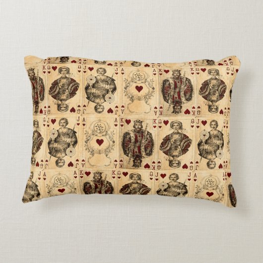 ジャックAceヴィンテージのハートのトランプの女王王 アクセントクッション (裏面)