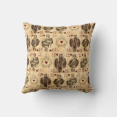 ジャックAceヴィンテージのハートのトランプの女王王 クッション (裏面)