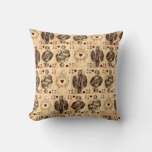 ジャックAceヴィンテージのハートのトランプの女王王 クッション (正面)