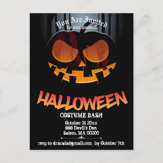 ジャックO'ハローウィンパーティ招待状はがき インビテーションポストカード (正面)