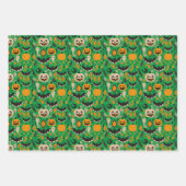 ジャックoランタンこうもり幽霊秋かわいいハロウィーン ラッピングペーパーシート (正面3)