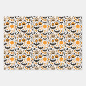 ジャックoランタンこうもり幽霊秋かわいいハロウィーン ラッピングペーパーシート (正面)