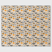 ジャックoランタンこうもり幽霊秋かわいいハロウィーン ラッピングペーパー (フラット)