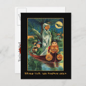 ジャックOランタンオンウォーターヴィンテージハロウィーン血 インビテーションポストカード (正面/裏面)