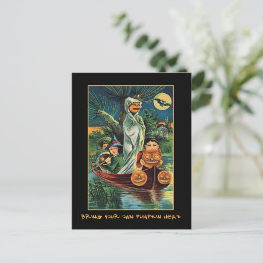 ジャックOランタンオンウォーターヴィンテージハロウィーン血 インビテーションポストカード (スタンド正面)