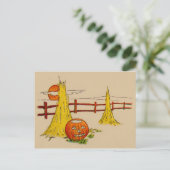 ジャックO'ランタンハイスタック満月の雲 ポストカード (スタンド正面)