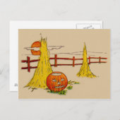 ジャックO'ランタンハイスタック満月の雲 ポストカード (正面/裏面)