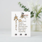 ジャッコランタンカボチャ猫ヴィンテージハロウィンアート ポストカード (スタンド正面)