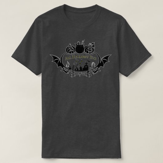 ジャッコ幽霊のよく出るランタンカルドロの墓地シーン Tシャツ (デザイン正面)