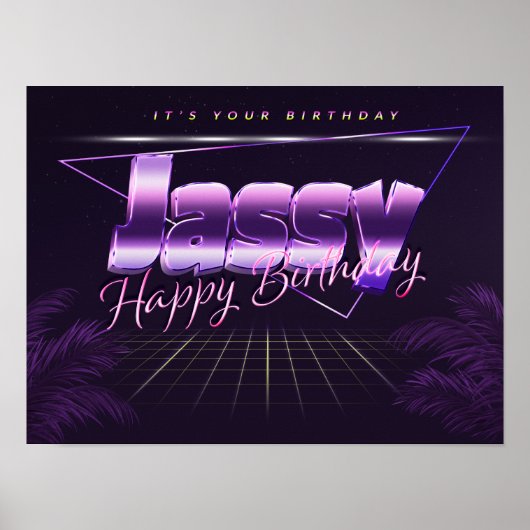 ジャッシー名Vorname lila retroポスターGeburtstag ポスター (正面)