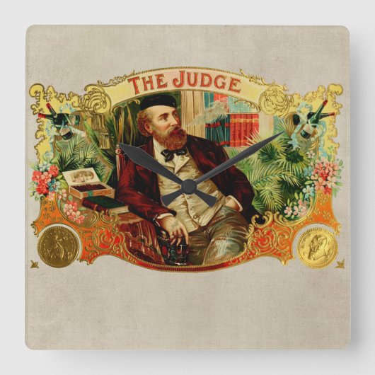 ジャッジヴィンテージシガーボックスラベル スクエア壁時計 (正面)