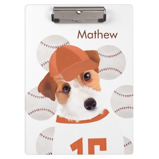 ジャッパーソナライズされたク・ラッセル・ドッグ・ベースボール・ジャージー クリップボード (正面)