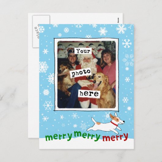ジャッメリーク・ラッセル | かわいい犬のクリスマスあなたの写真 シーズンポストカード (正面/裏面)