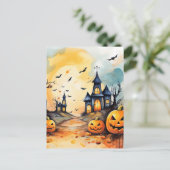 ジャッ不気味クオランタンこうもりハロウィーン シーズンポストカード (スタンド正面)