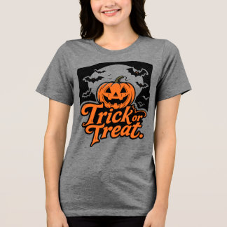 ジャッ不気味ク・オ・ランタンのトリックまたはハロウィーンの治療 トライブレンドTシャツ