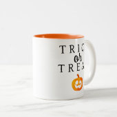 ジャッ不気味ク・オ・ランタンのハロウィーンをトリックまたは治療する ツートーンマグカップ (正面右)
