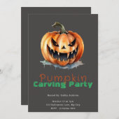 ジャッ不気味ク・オ・ランタングレーのカボチャ彫刻パーティー 招待状 (正面/裏面)