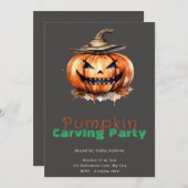 ジャッ不気味ク・オ・ランタングレーのカボチャ彫刻パーティー 招待状 (正面/裏面)