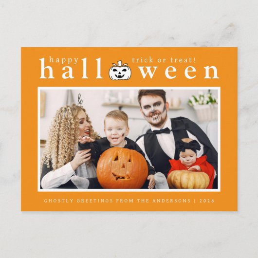 ジャッ不気味ク・オ・ランタンハッピーハローウィン1写真 シーズンポストカード (正面)