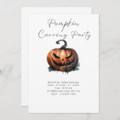 ジャッ不気味ク・オ・ランタン・カボチャ彫刻パーティー 招待状 (正面/裏面)