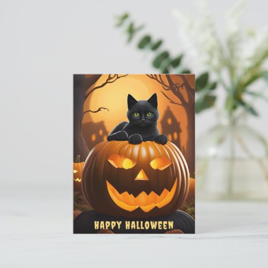 ジャッ不気味ク – O – ランタンハッピーハローウィンはがき ポストカード (スタンド正面)