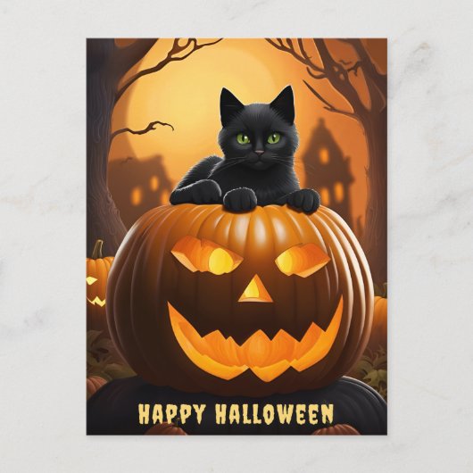 ジャッ不気味ク – O – ランタンハッピーハローウィンはがき ポストカード (正面)