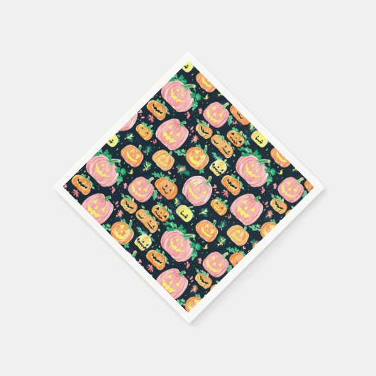 ジャッ名門私立校風のク・オランタン・ハロウィーン スタンダードカクテルナプキン (角)