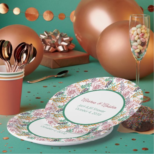 ジャッ数々のクとジ葉ルシャワーの色の ペーパープレート (複数)