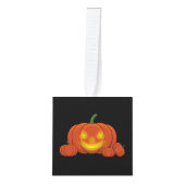 ジャッ白熱［赤熱］光を放つク・オ・ランタン・パンプキン キューブオーナメント (正面)