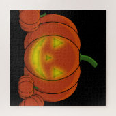 ジャッ白熱［赤熱］光を放つク・オ・ランタン・パンプキン ジグソーパズル (横)